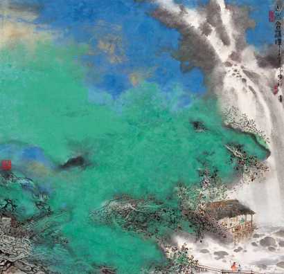 郑百重 壬午（2002年）作 山水含清晖 镜心